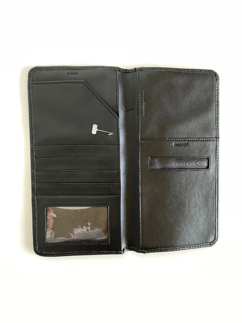 Vintage Samsonite Black Leather Travel Wallet Passport Organizer Card Holder